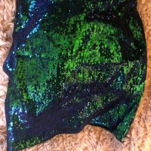 Mermaid blue turquoise sequin skirt XS